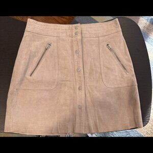 BLANKNYC Faux Suede Snap-Front Mini Skirt | Blush Nude | Size 26 Size 4